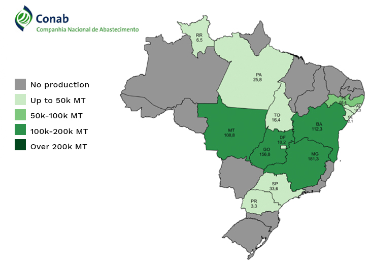Brazil Dry Bean Production Map (Third Crop)